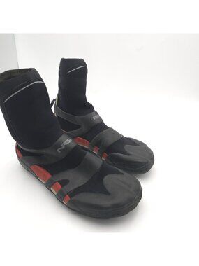 NRS Neoprene Water Booties Size 13 Kayak Surf Dive River Shoes Black Red